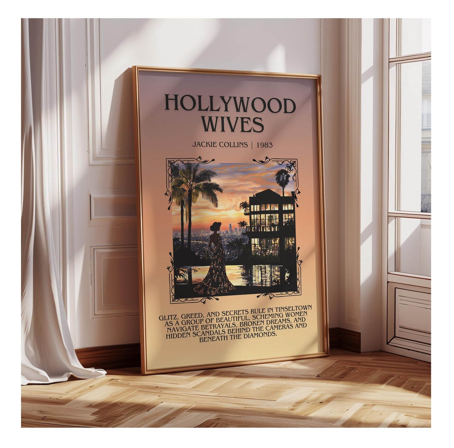 Hollywood Wives by Jackie Collins | Descriptive Book Poster | Blurby