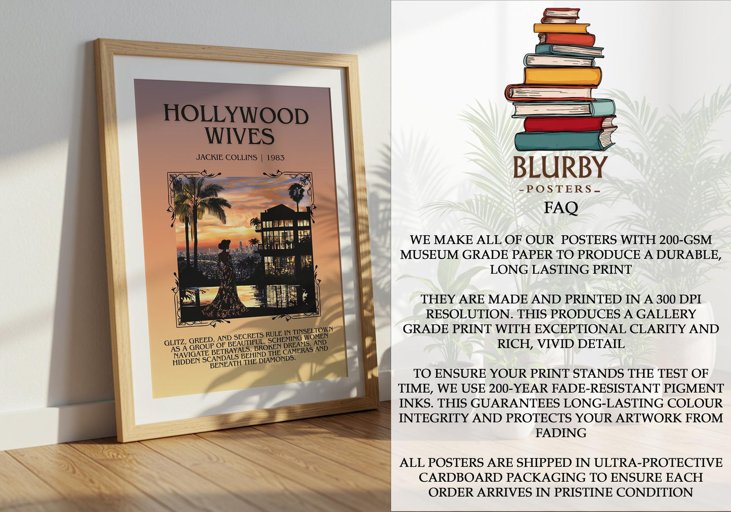 Hollywood Wives by Jackie Collins | Descriptive Book Poster | Blurby