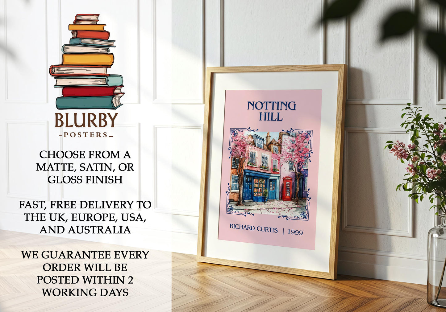 Notting Hill by Richard Curtis | Descriptive Book Poster | Minimalist