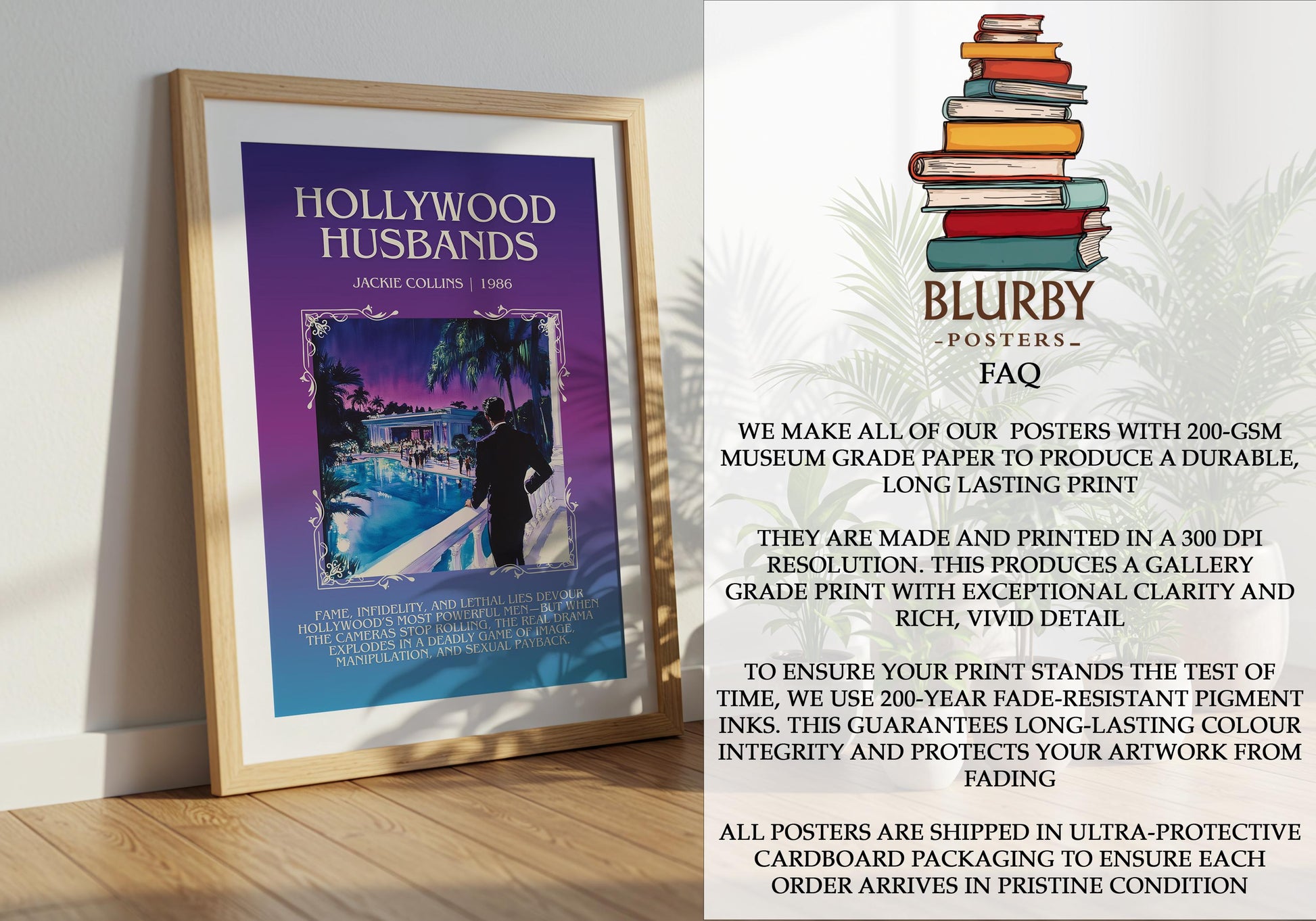 Hollywood Husbands by Jackie Collins | Descriptive Book Poster | Blurby