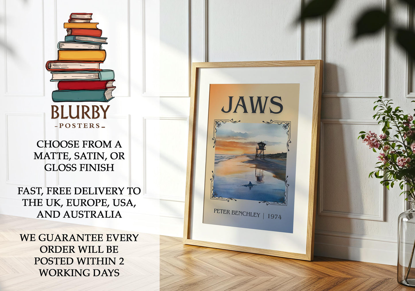 Jaws by Peter Benchley | Descriptive Book Poster | Minimalist