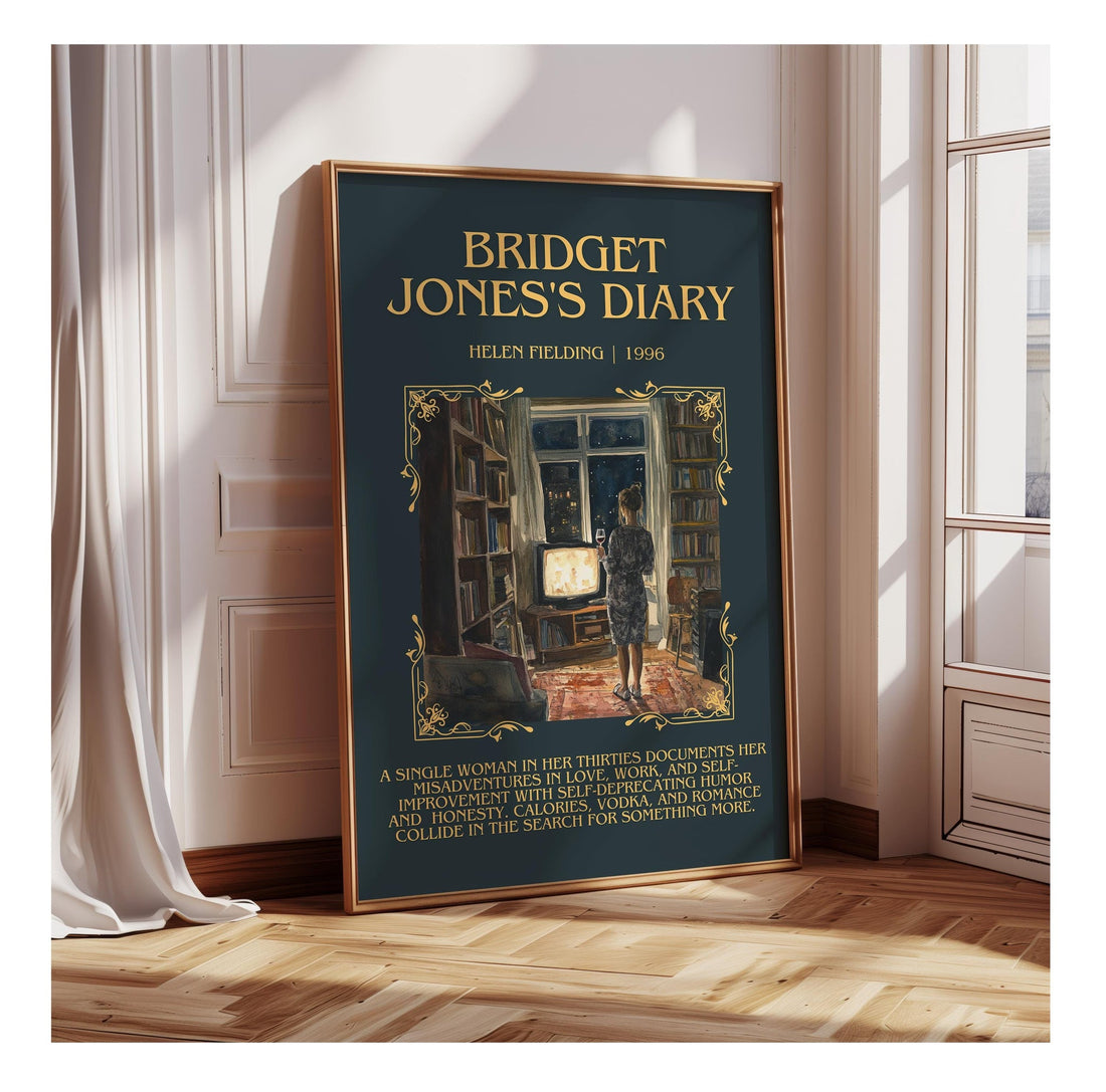 Bridget Jones's Diary minimalist poster paper finish options – matte satin gloss (mockup)