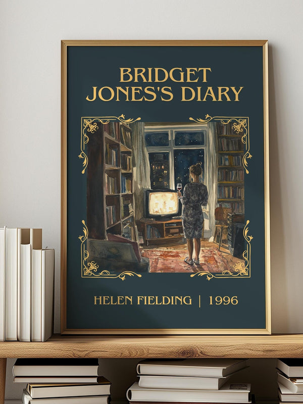 Bridget Jones's Diary classic book art print in frame leaning in hallway – romance wall art
