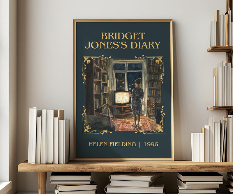 Bridget Jones's Diary classic book art print in frame leaning in hallway – romance wall art