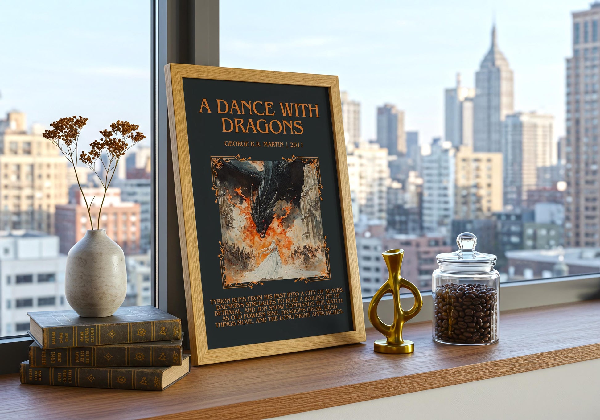 A Dance With Dragons by George R.R. Martin | Descriptive Book Poster | Blurby