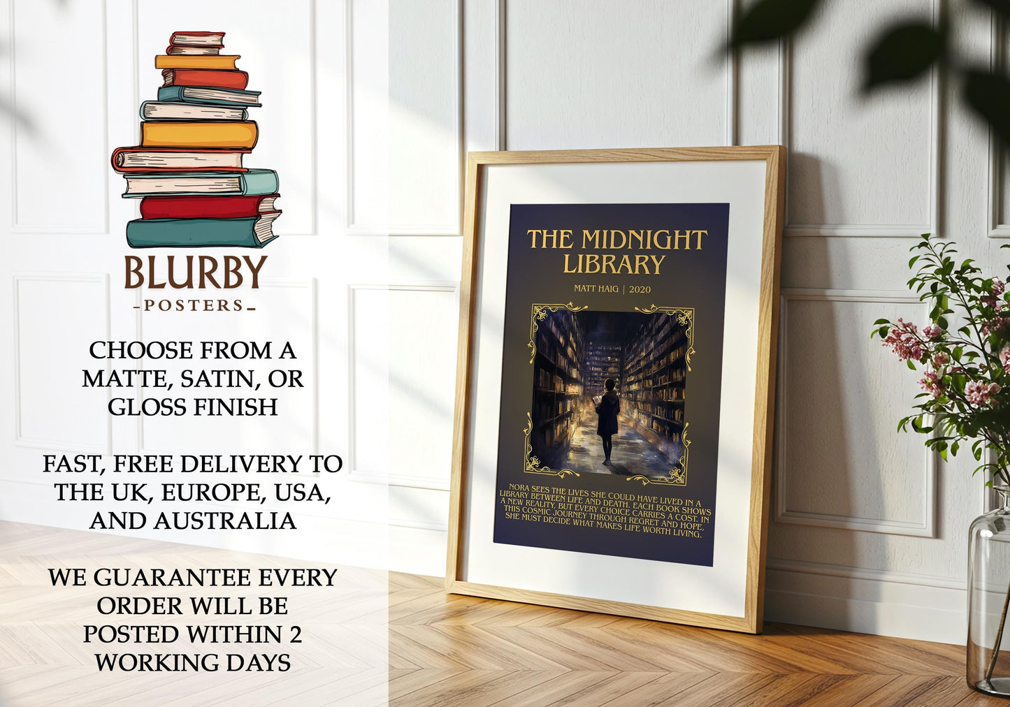 The Midnight Library by Matt Haig | Descriptive Book Poster | Blurby