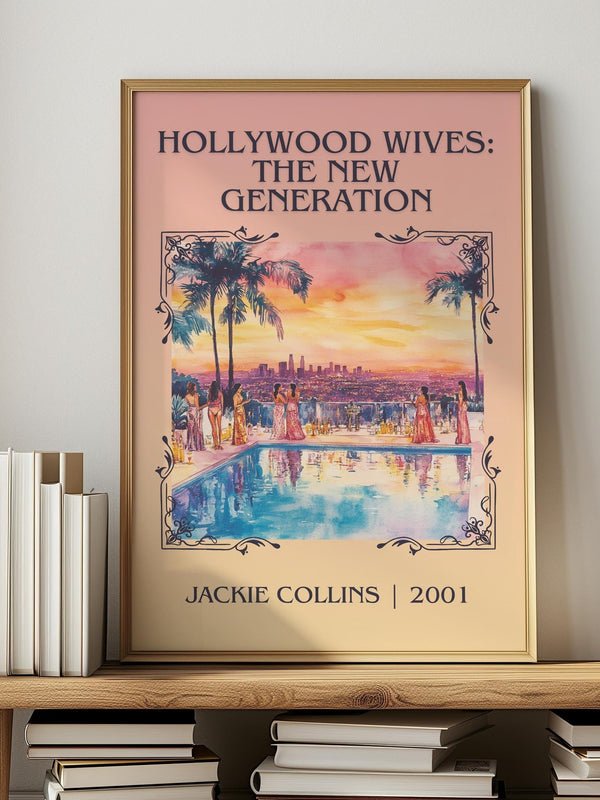 Hollywood Wives: The New Generation classic book art print in frame leaning in hallway – romance wall art