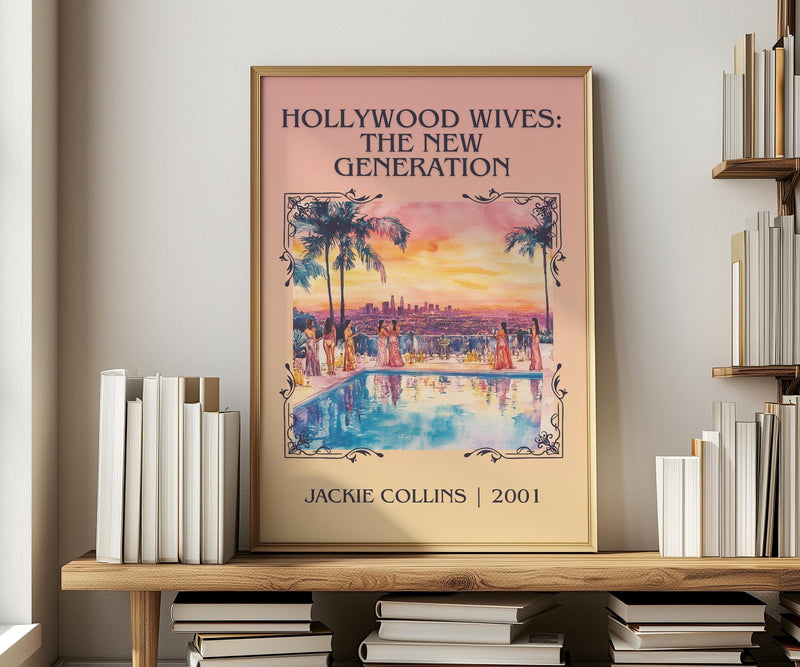 Hollywood Wives: The New Generation classic book art print in frame leaning in hallway – romance wall art