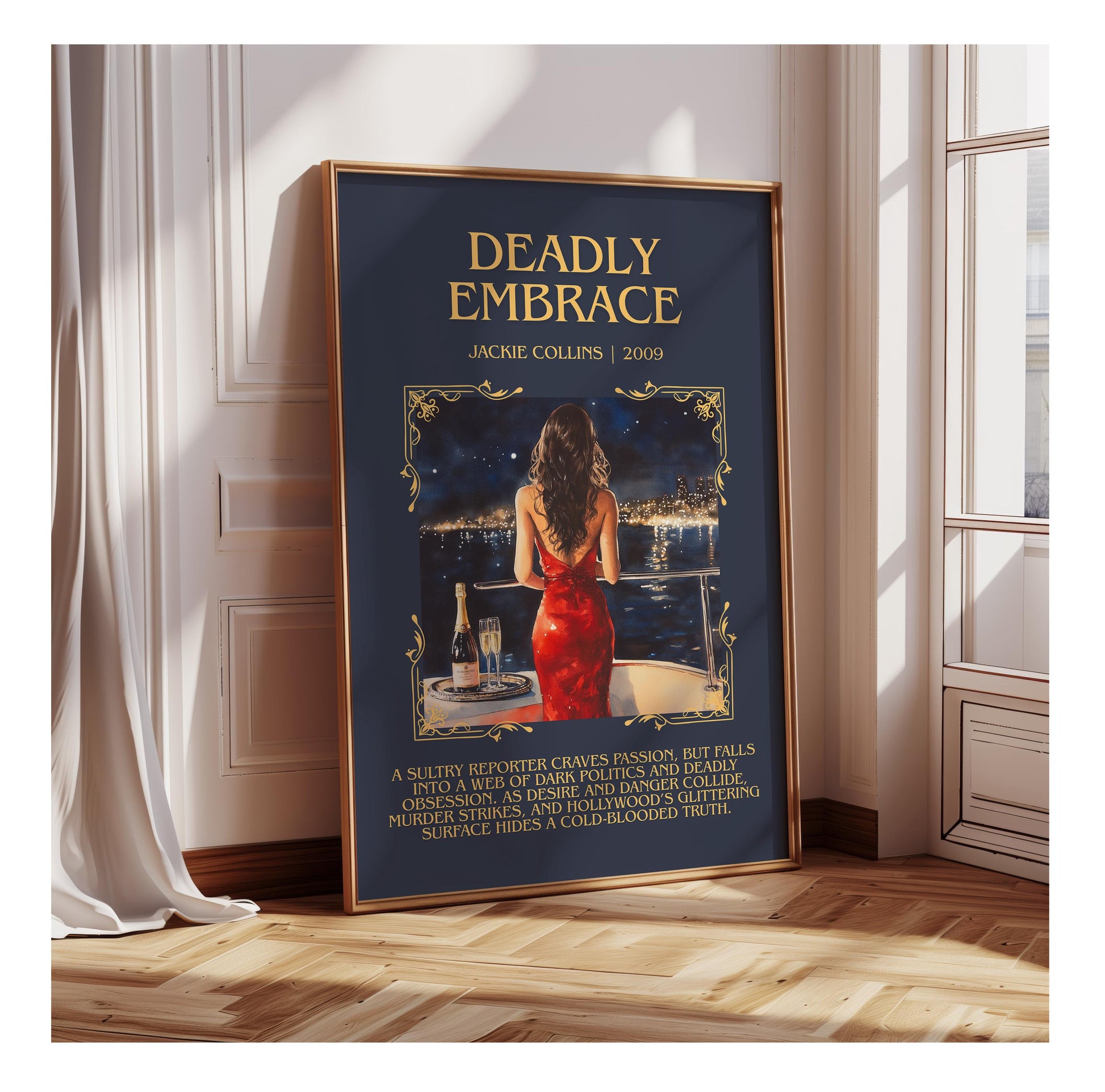 Deadly Embrace by Jackie Collins | Descriptive Book Poster | Blurby