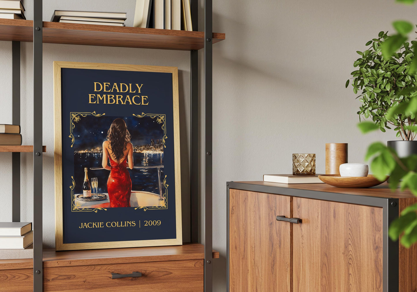 Deadly Embrace by Jackie Collins | Descriptive Book Poster | Minimalist