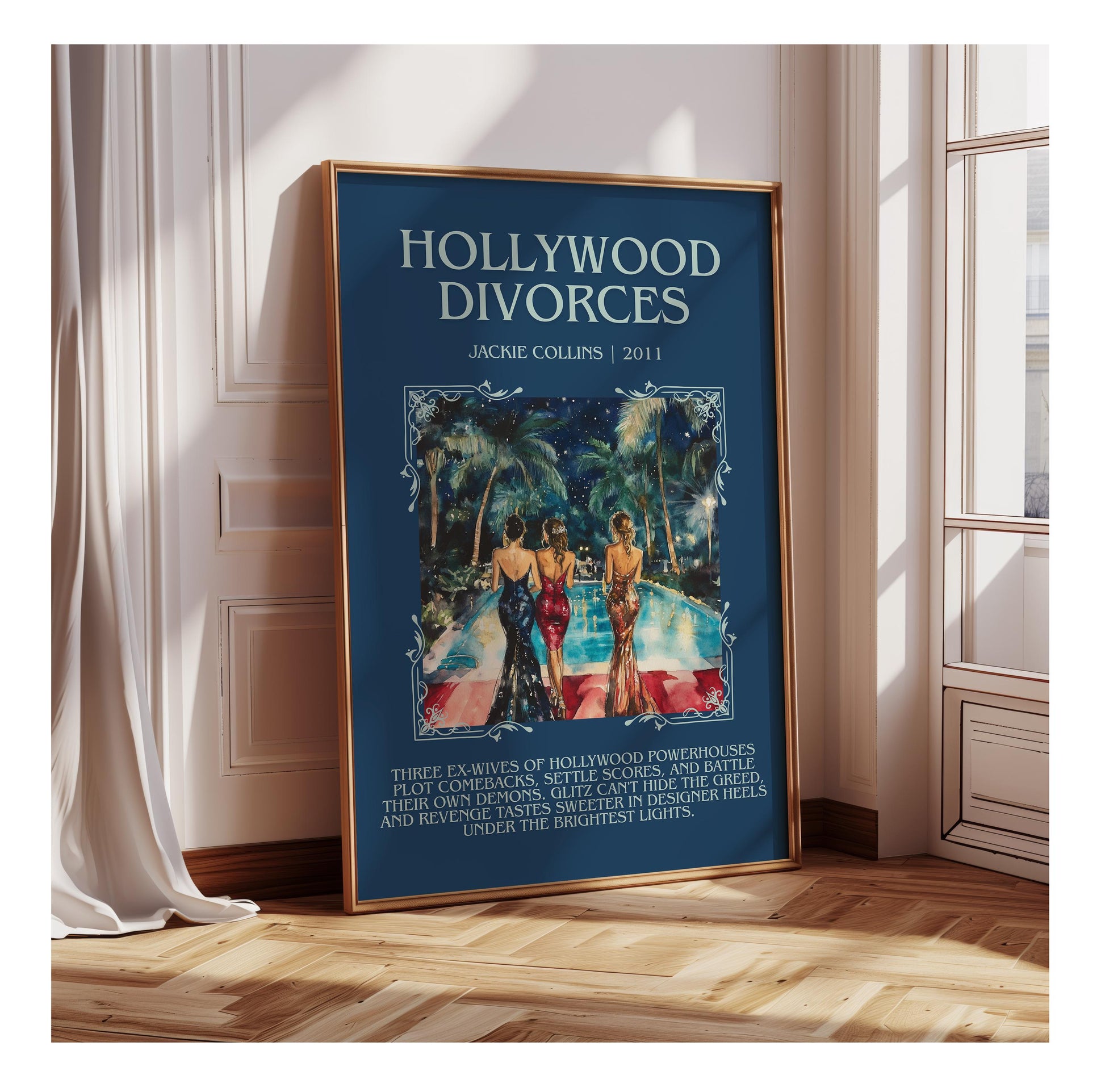 Hollywood Divorces by Jackie Collins | Descriptive Book Poster | Blurby