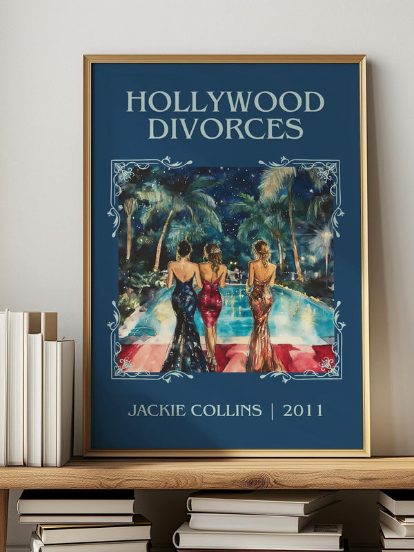 Hollywood Divorces classic book art print in frame leaning in hallway – romance wall art