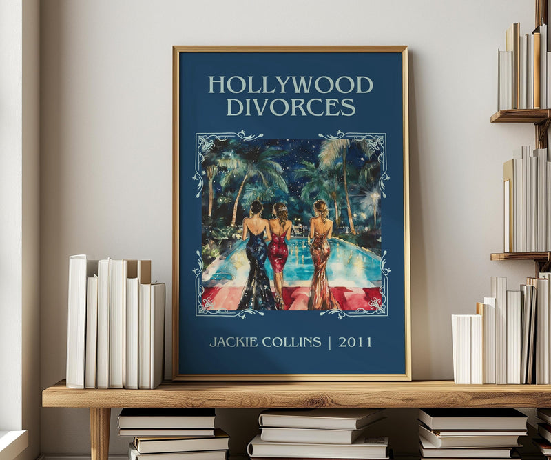 Hollywood Divorces classic book art print in frame leaning in hallway – romance wall art