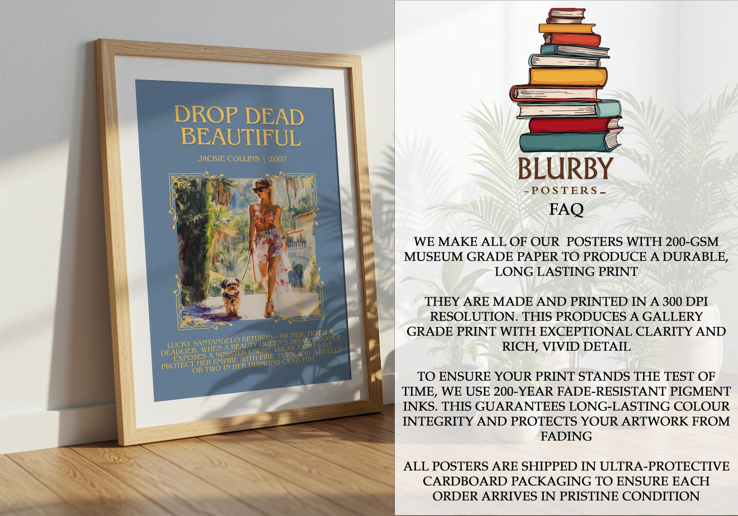 Drop Dead Beautiful by Jackie Collins | Descriptive Book Poster | Blurby