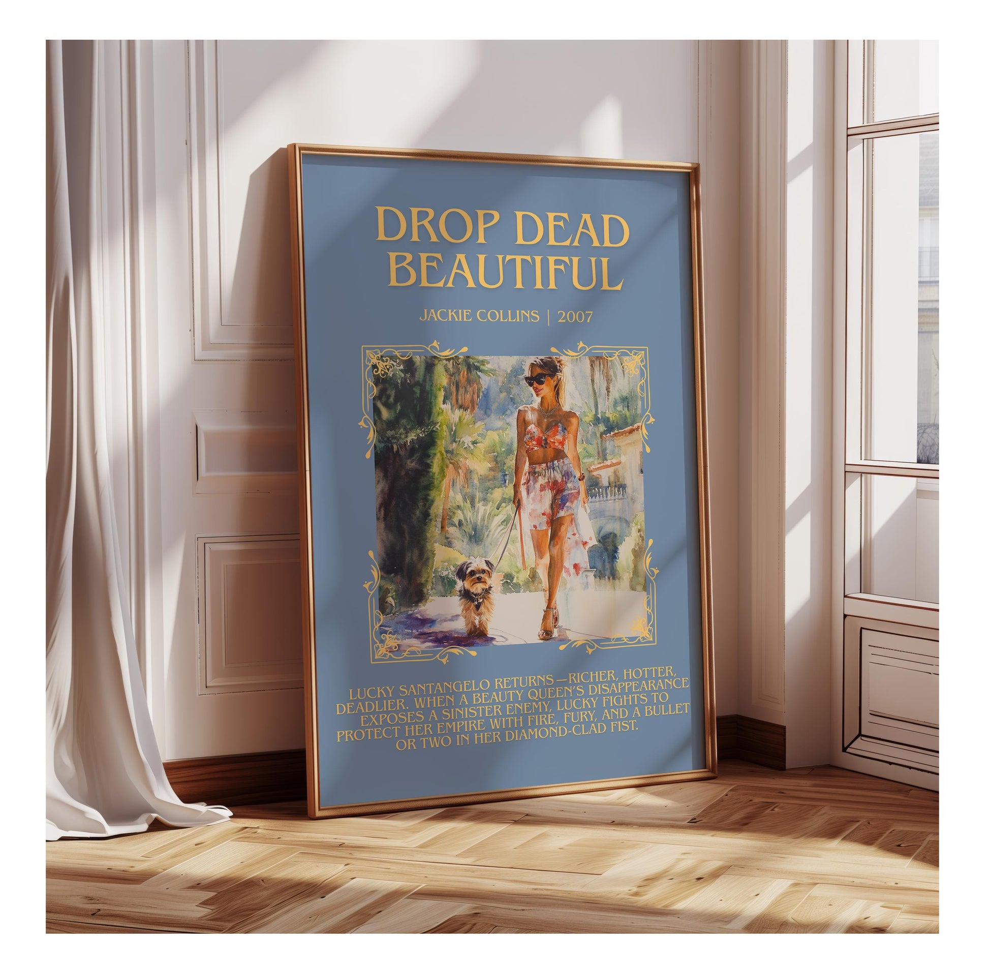 Drop Dead Beautiful by Jackie Collins | Descriptive Book Poster | Blurby