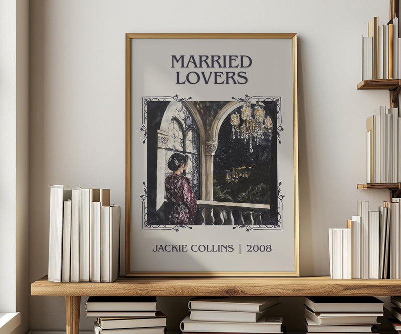 Married Lovers classic book art print in frame leaning in hallway – romance wall art