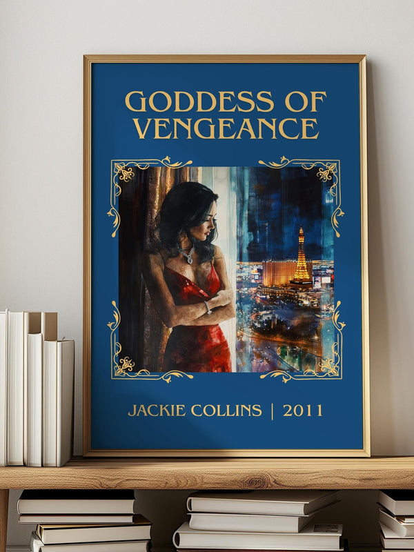 Goddess of Vengeance classic book art print in frame leaning in hallway – romance wall art