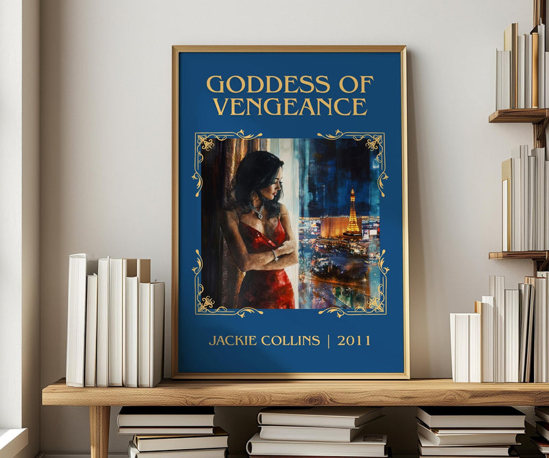 Goddess of Vengeance classic book art print in frame leaning in hallway – romance wall art