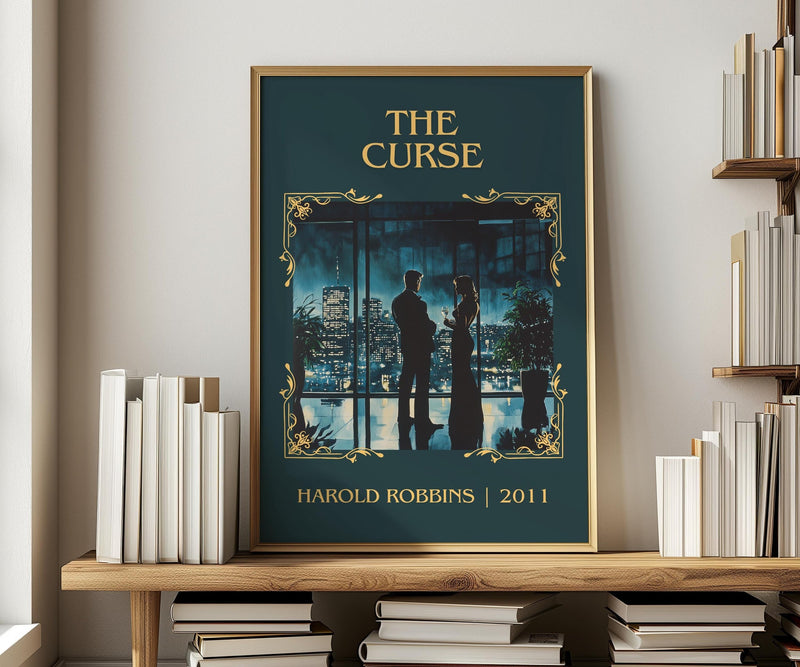 The Curse classic book art print in frame leaning in hallway – thriller wall art
