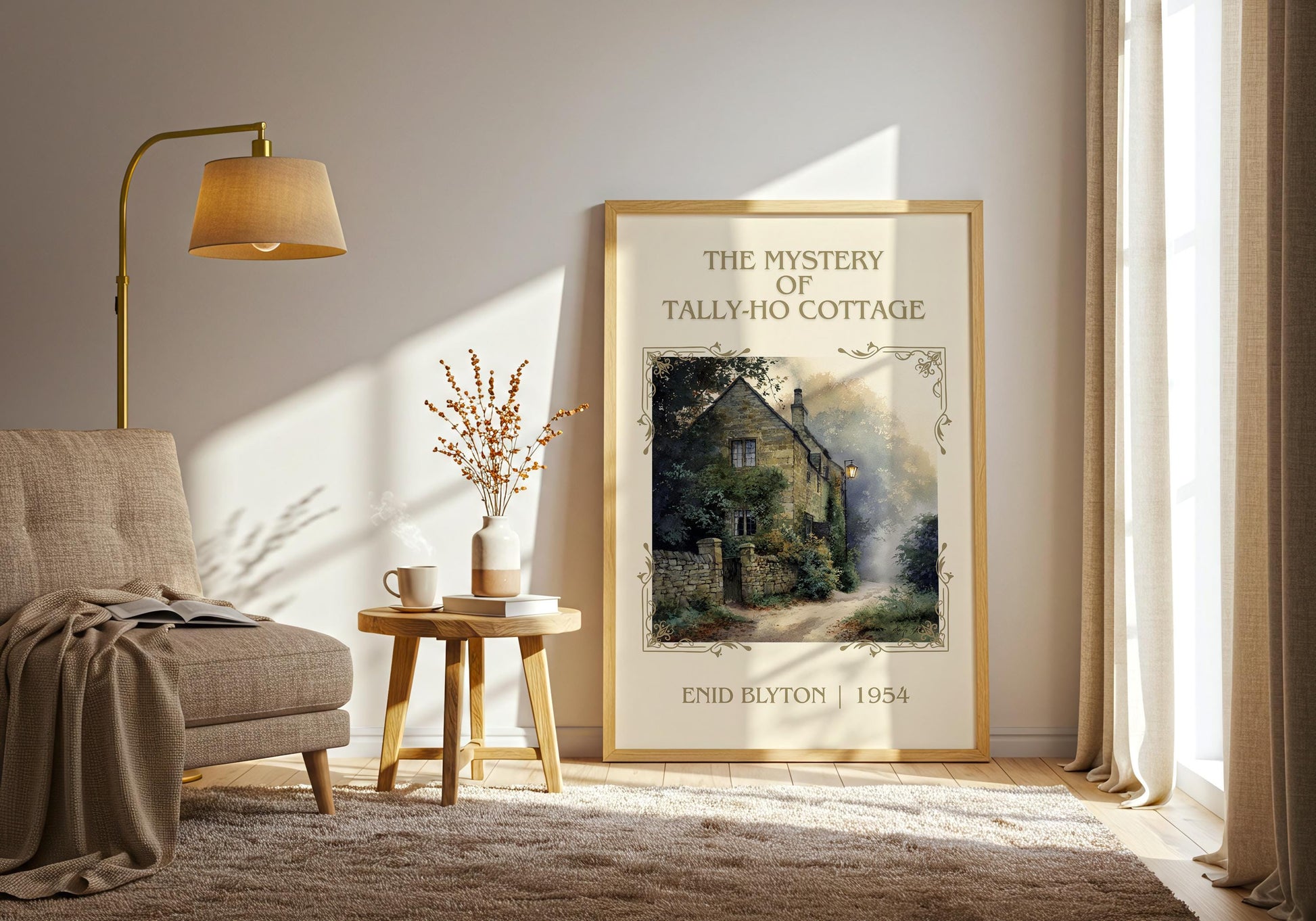 The Mystery Of Tally-Ho Cottage by Enid Blyton | Descriptive Book Poster | Minimalist