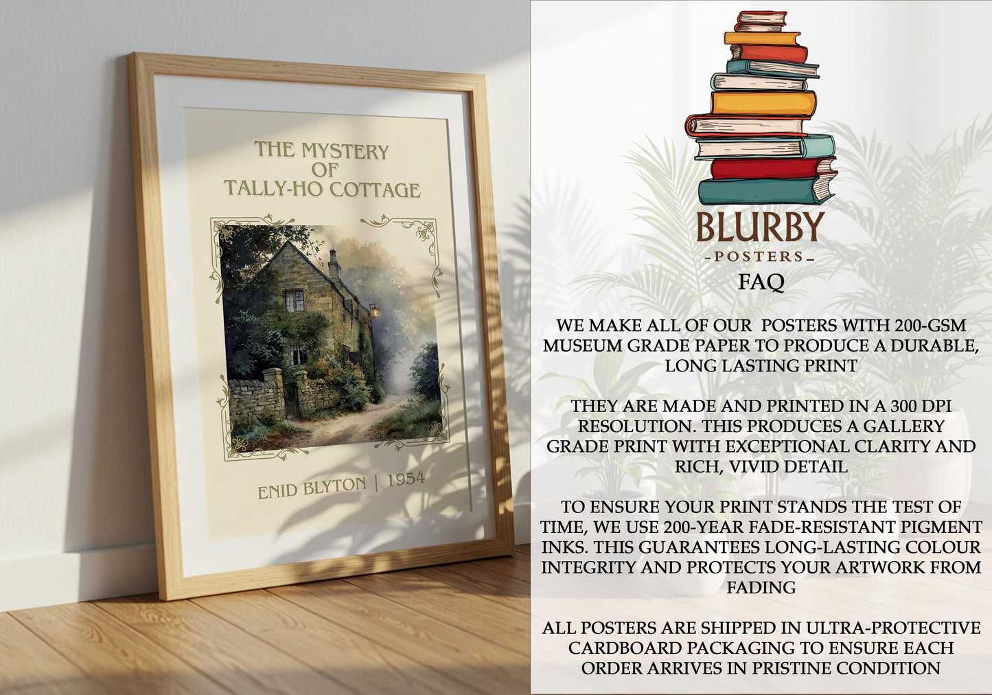 The Mystery Of Tally-Ho Cottage by Enid Blyton | Descriptive Book Poster | Minimalist