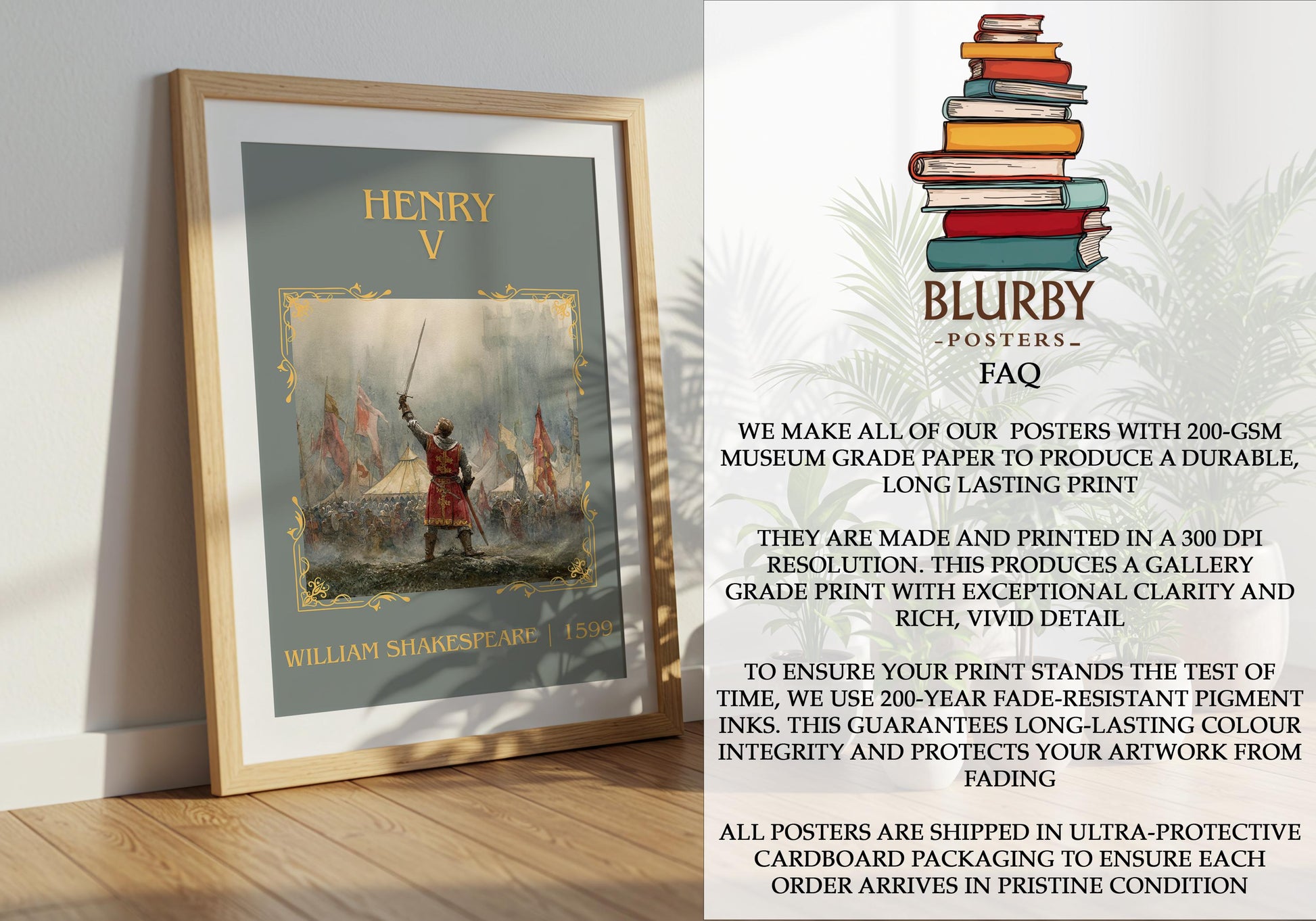 Henry V by William Shakespeare | Descriptive Book Poster | Minimalist