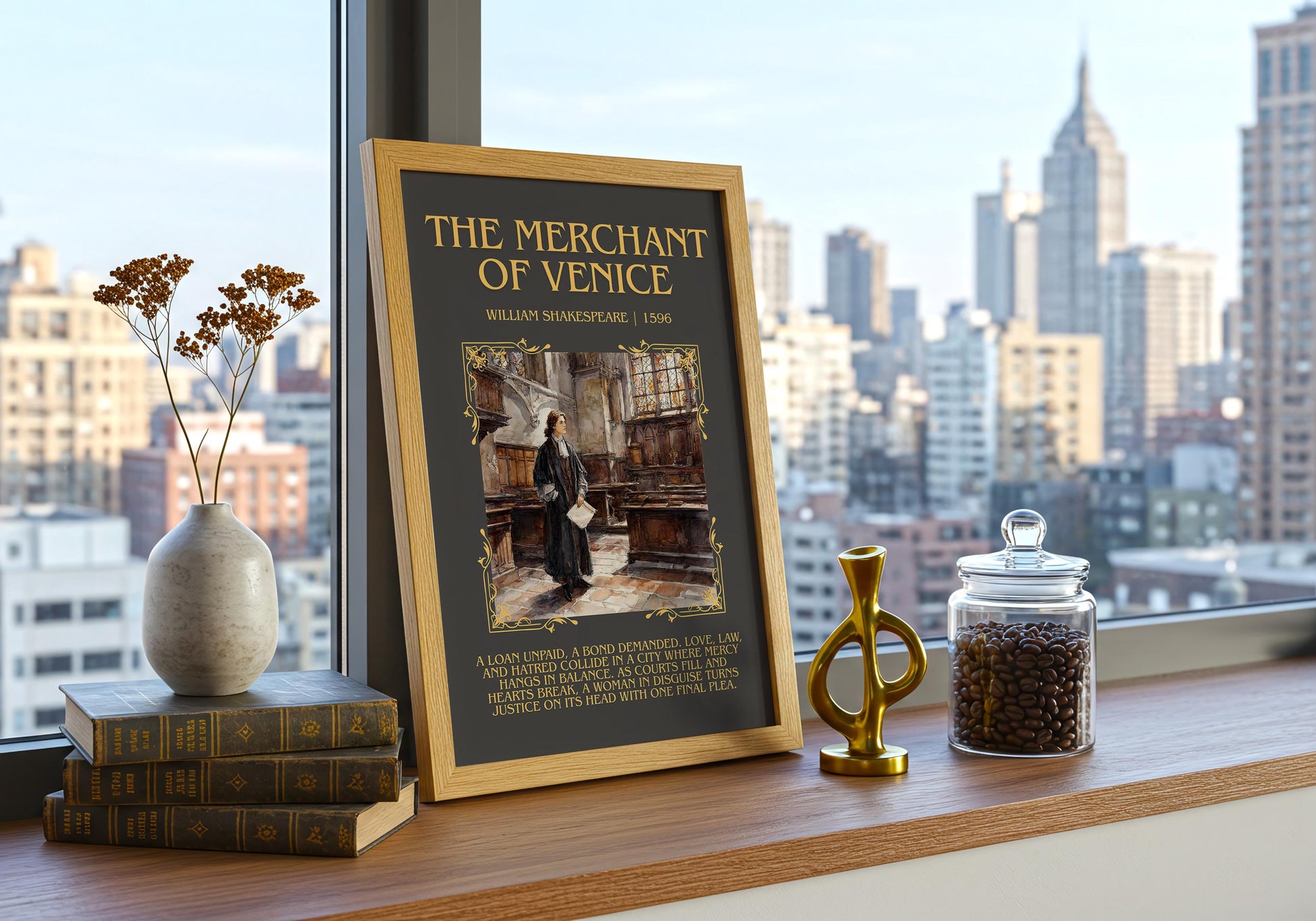 The Merchant Of Venice by William Shakespeare | Descriptive Book Poster | Blurby