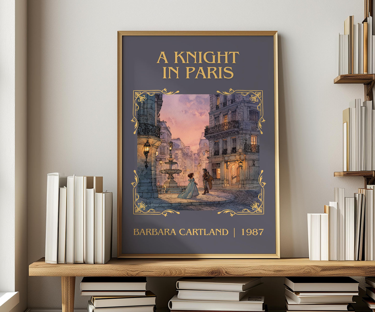 A Knight In Paris by Barbara Cartland | Descriptive Book Poster | Minimalist