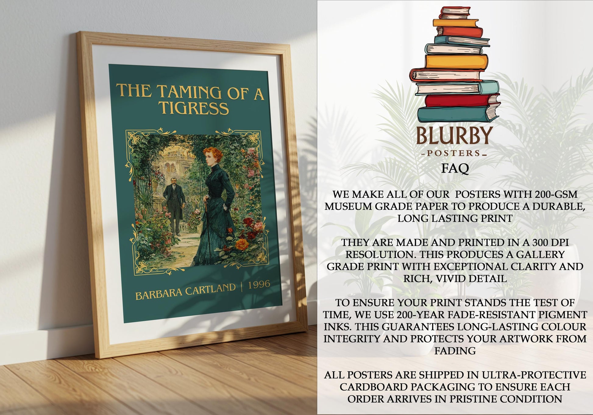 The Taming Of A Tigress by Barbara Cartland | Descriptive Book Poster | Minimalist