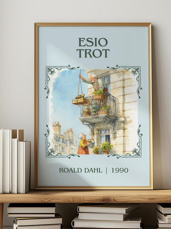 Esio Trot classic book art print in frame leaning in hallway – childrens wall art