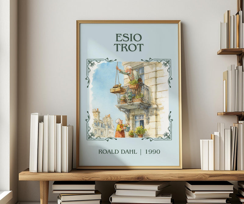 Esio Trot classic book art print in frame leaning in hallway – childrens wall art