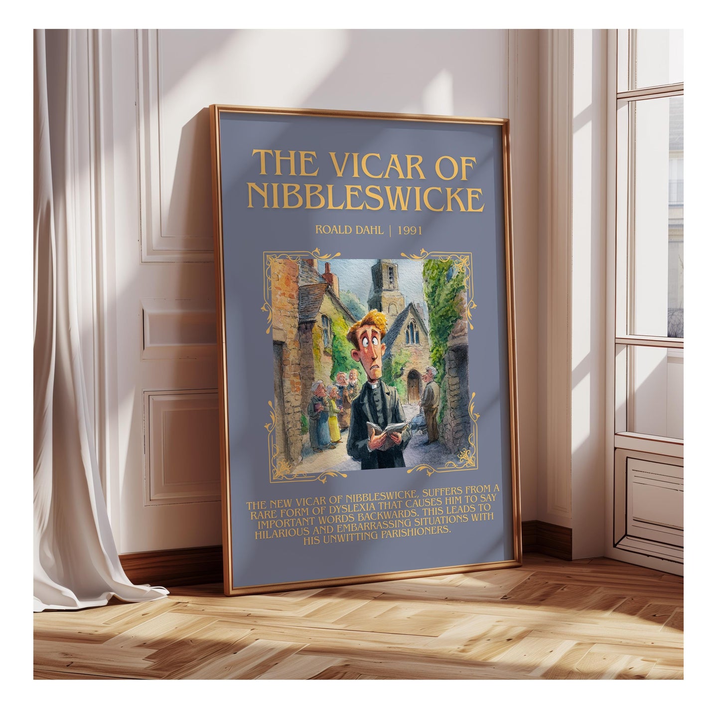 The Vicar Of Nibbleswicke by Roald Dahl | Descriptive Book Poster | Blurby