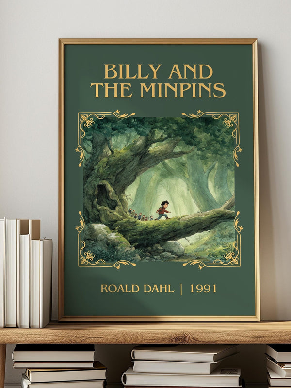 Billy and the Minpins classic book art print in frame leaning in hallway – childrens wall art