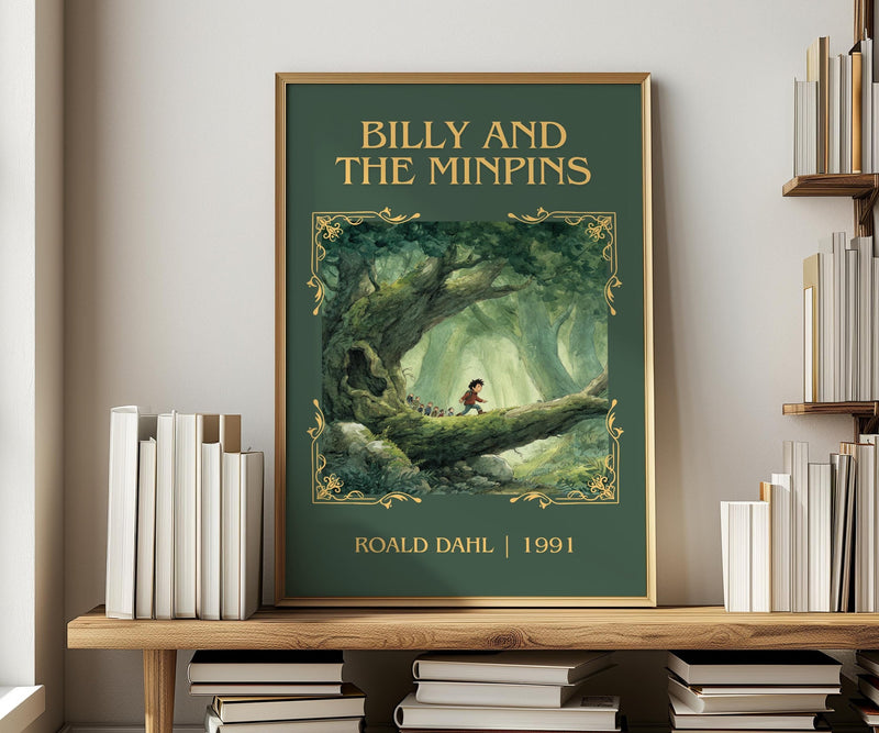 Billy and the Minpins classic book art print in frame leaning in hallway – childrens wall art