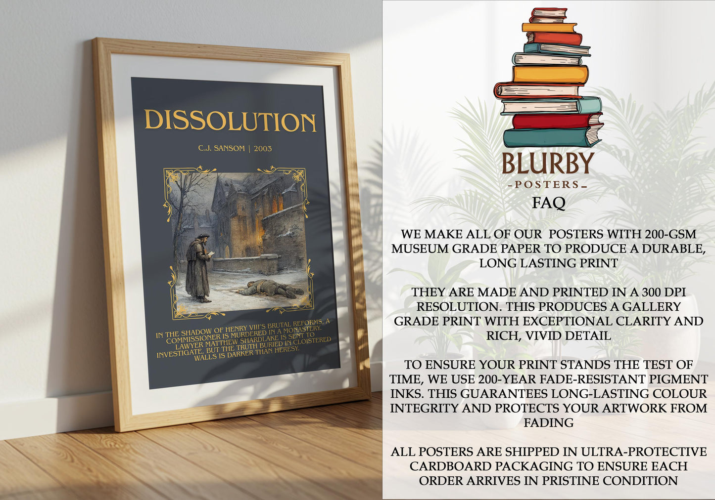Dissolution by C.J. Sansom | Descriptive Book Poster | Blurby