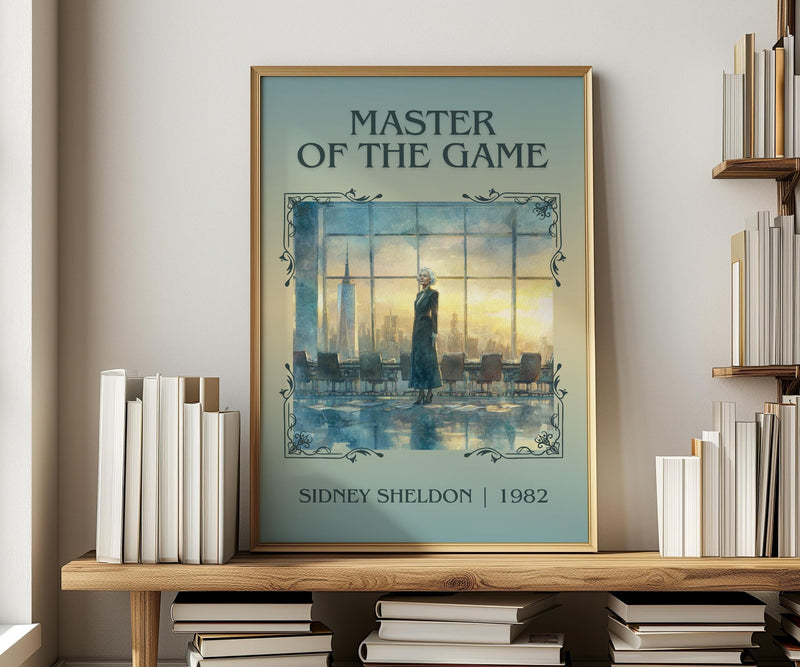 Master of the Game classic book art print in frame leaning in hallway – thriller wall art
