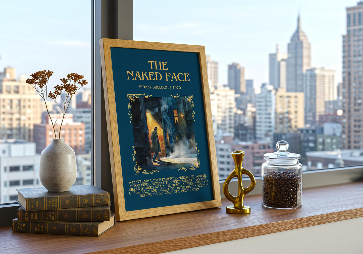 The Naked Face by Sidney Sheldon | Descriptive Book Poster | Blurby