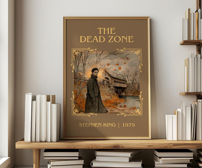The Dead Zone classic book art print in frame leaning in hallway – thriller wall art