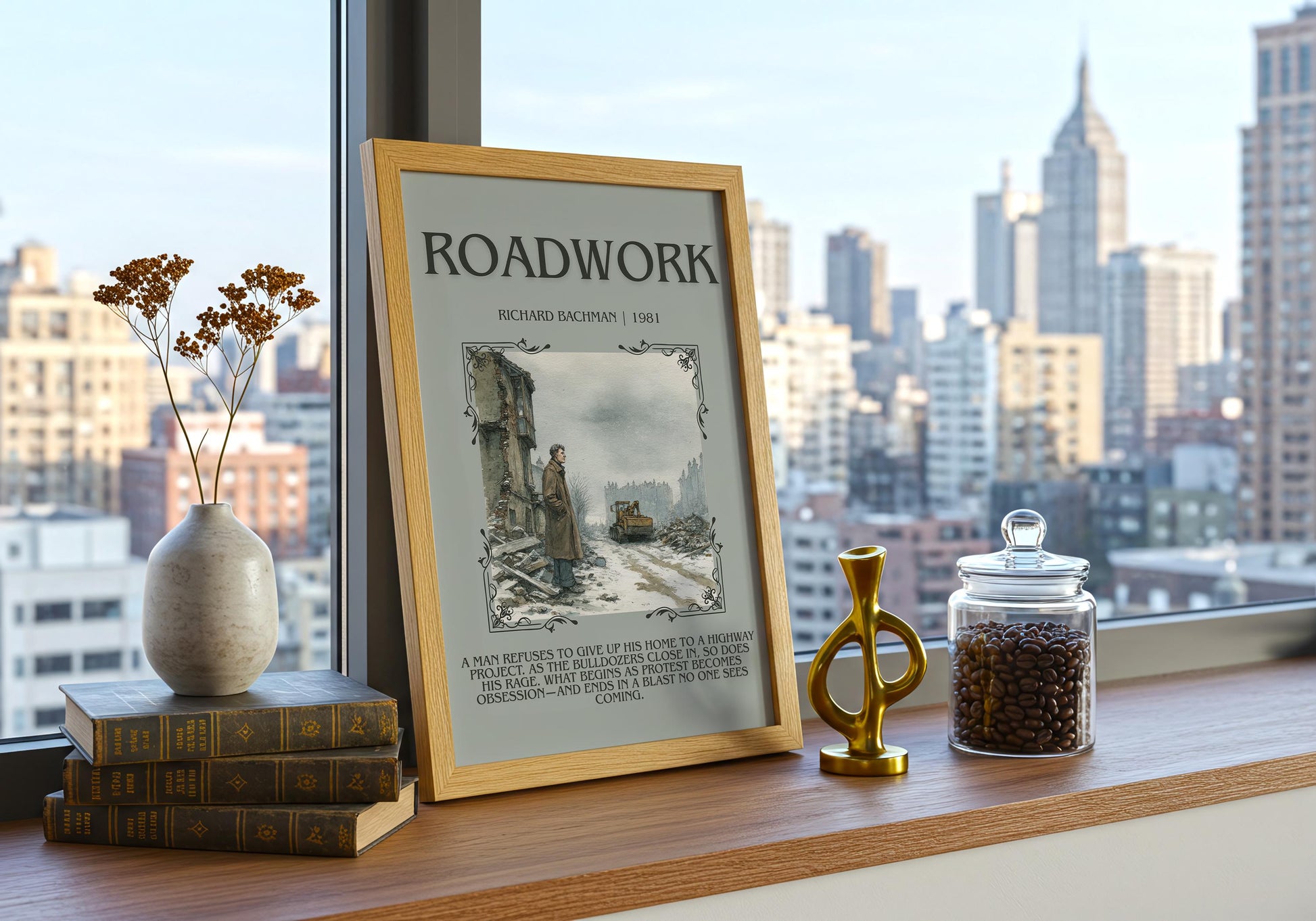Roadwork by Richard Bachman | Descriptive Book Poster | Blurby