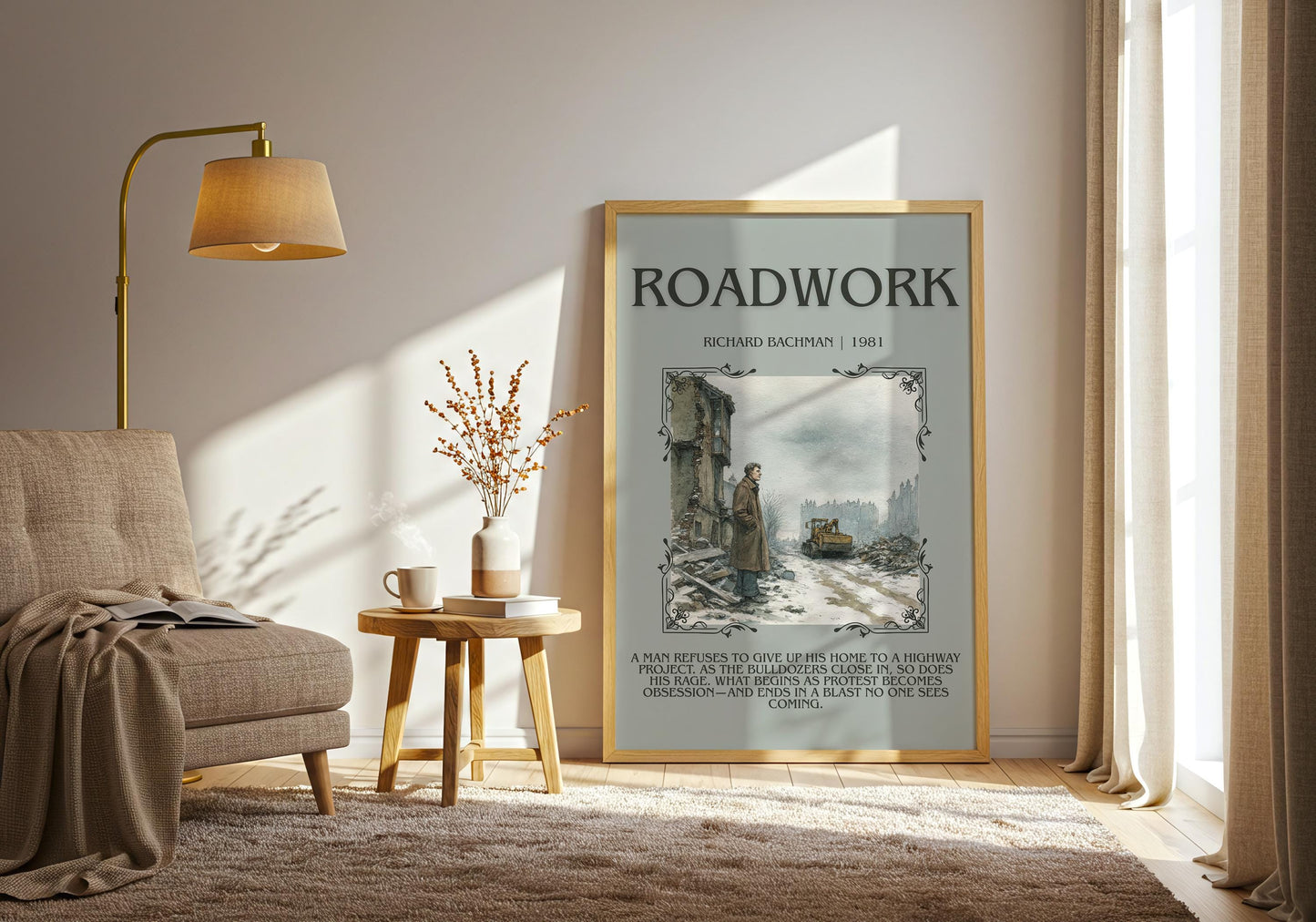 Roadwork by Richard Bachman | Descriptive Book Poster | Blurby
