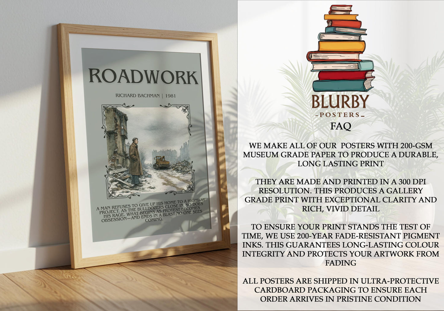 Roadwork by Richard Bachman | Descriptive Book Poster | Blurby