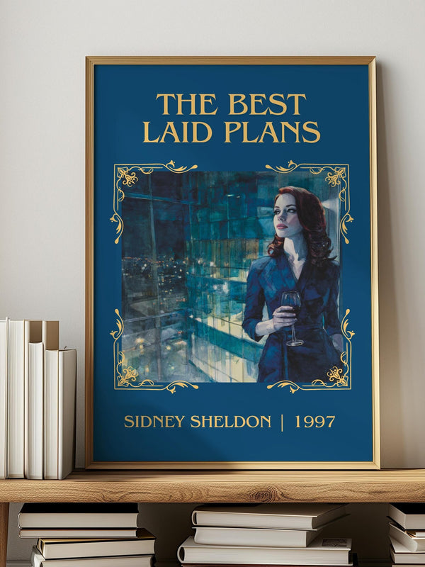 The Best Laid Plans classic book art print in frame leaning in hallway – contemporary fiction wall art