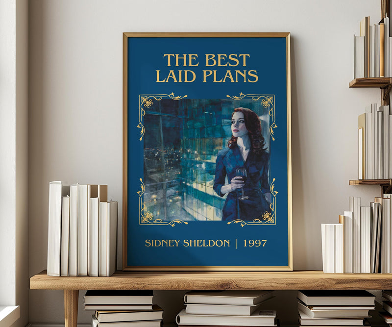 The Best Laid Plans classic book art print in frame leaning in hallway – contemporary fiction wall art