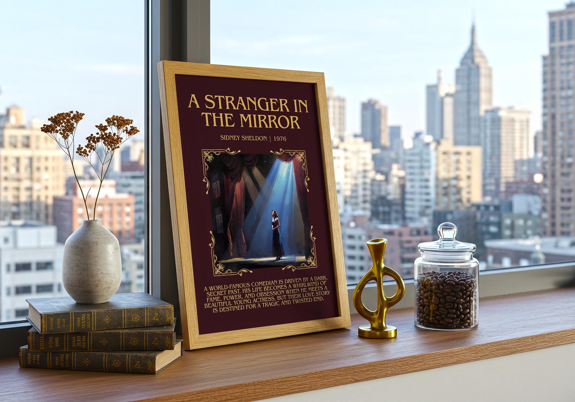 A Stranger In The Mirror by Sidney Sheldon | Descriptive Book Poster | Blurby