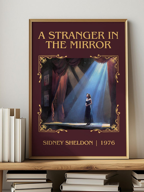 A Stranger in the Mirror classic book art print in frame leaning in hallway – romance wall art