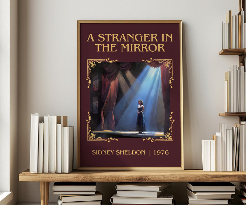 A Stranger in the Mirror classic book art print in frame leaning in hallway – romance wall art