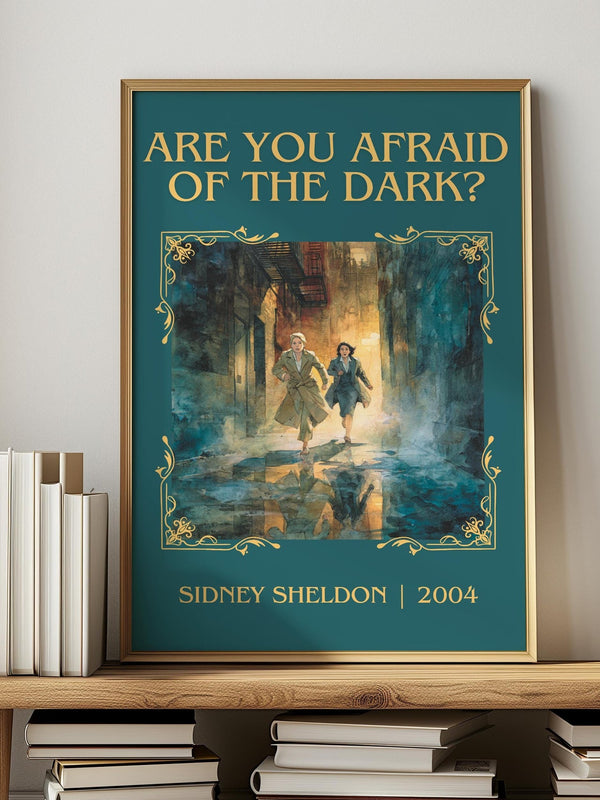 Are You Afraid of the Dark? classic book art print in frame leaning in hallway – thriller wall art