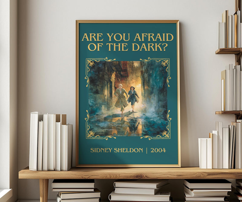 Are You Afraid of the Dark? classic book art print in frame leaning in hallway – thriller wall art