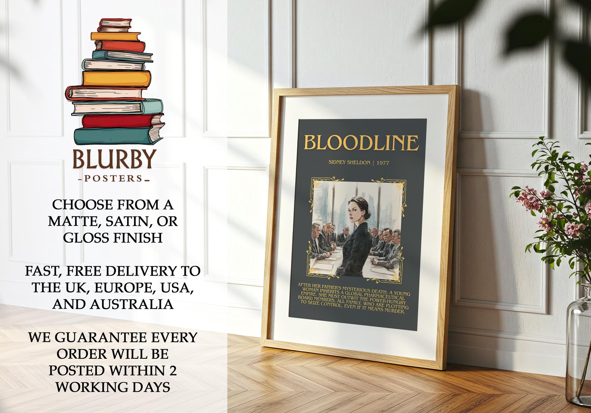 Bloodline by Sidney Sheldon | Descriptive Book Poster | Blurby