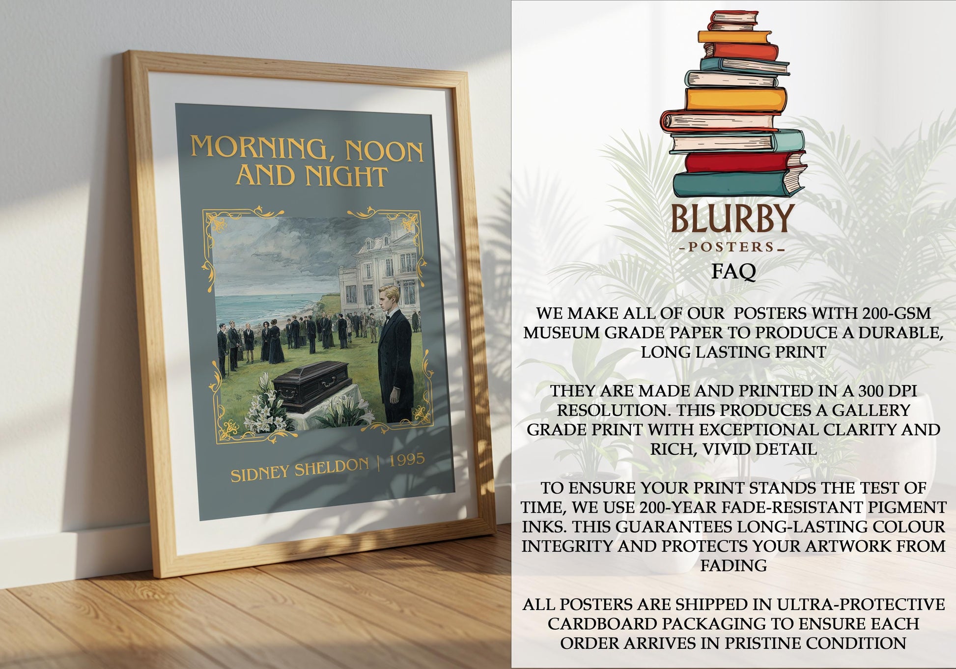 Morning, Noon and Night by Sidney Sheldon | Descriptive Book Poster | Minimalist